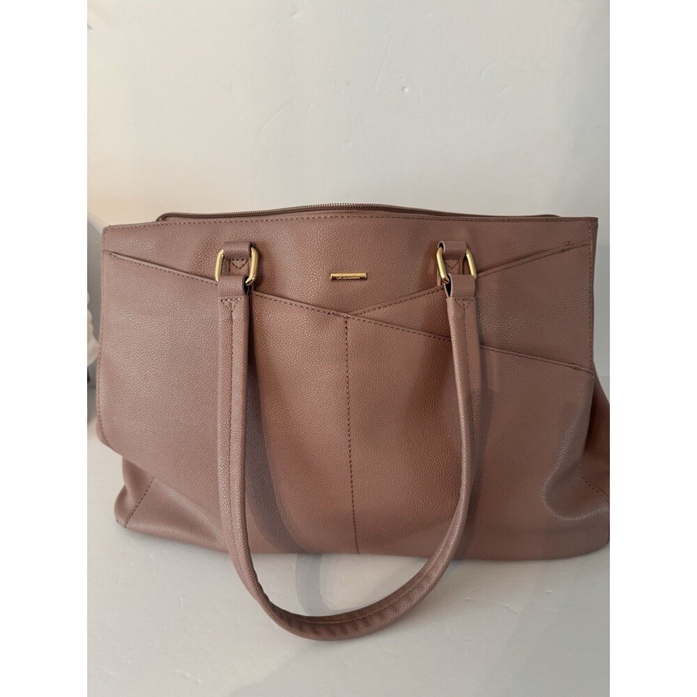 Lovevook Laptop Tote Soft Pink PU Leather  Bag. Water Resistant, Pockets 15 In